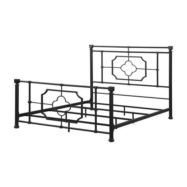 Winston Porter Kelcy King Size Metal Bed in Matte Black Wayfair